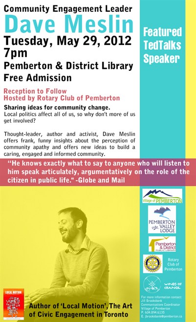 Want to Get Engaged? To Your Community? Free Talk Tuesday Night, May 29