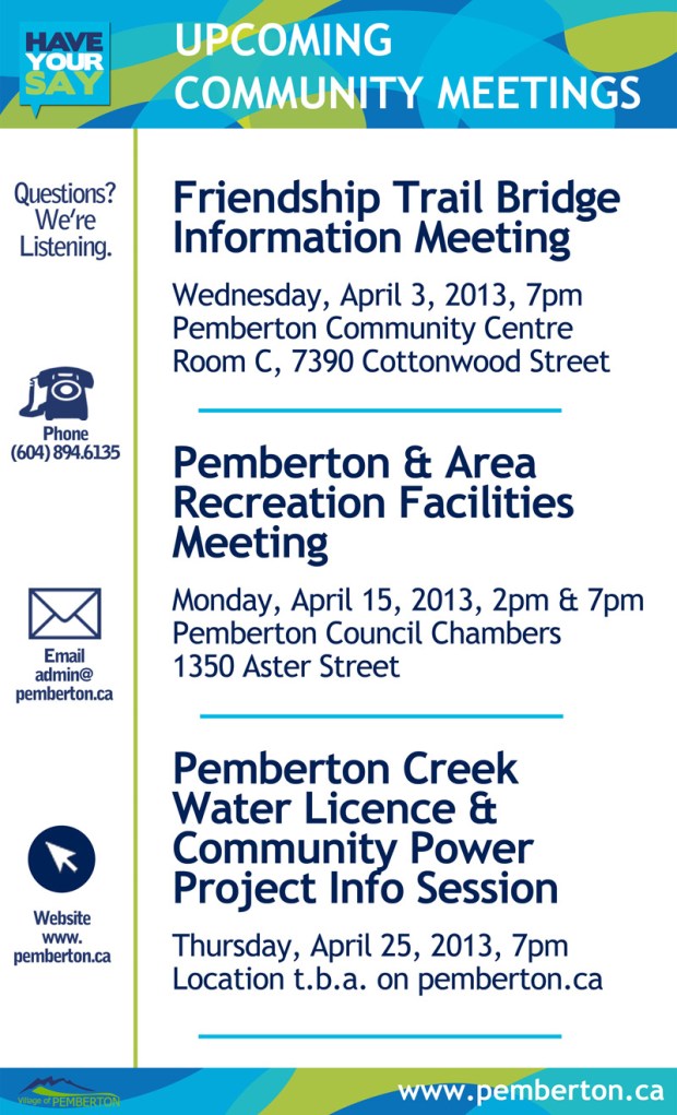 Pemberton Community meetings