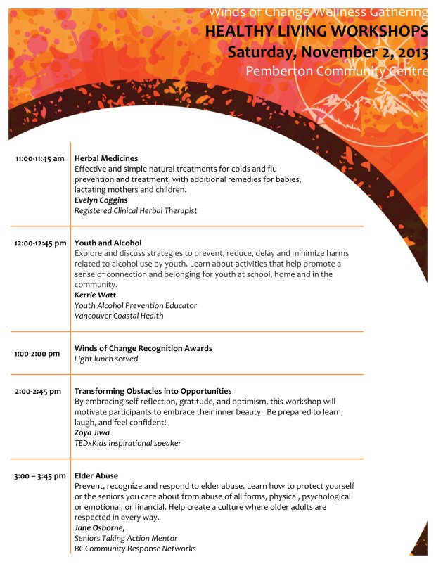 Wellness Gathering schedule 2013