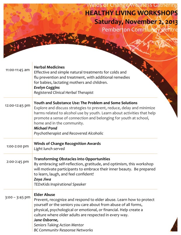 Winds of Change Wellness Gathering 2013 Workshops