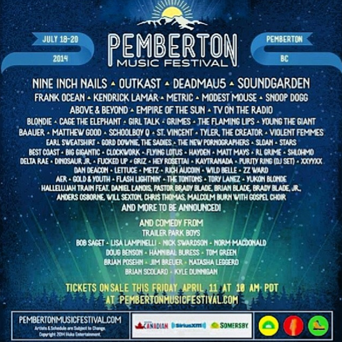 Pemberton Music Festival 2014 line-up