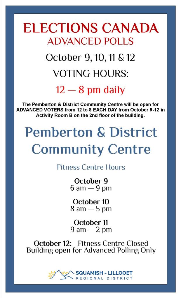Election Advance Poll at Community Centre for Pemberton