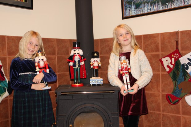 Dahlia (left) and Rio Lambrecht with their Nutcracker collection, Nov 2016.jpg