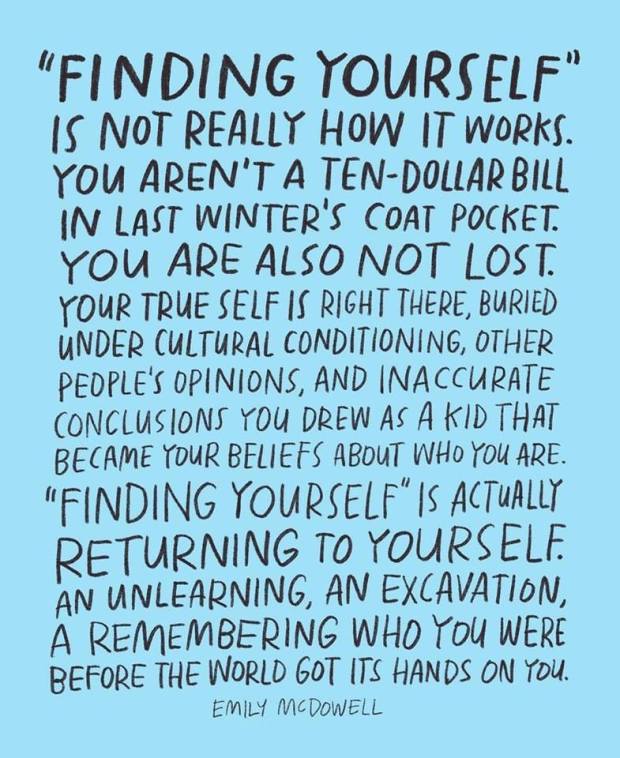 Finding yourself is not really accurate
